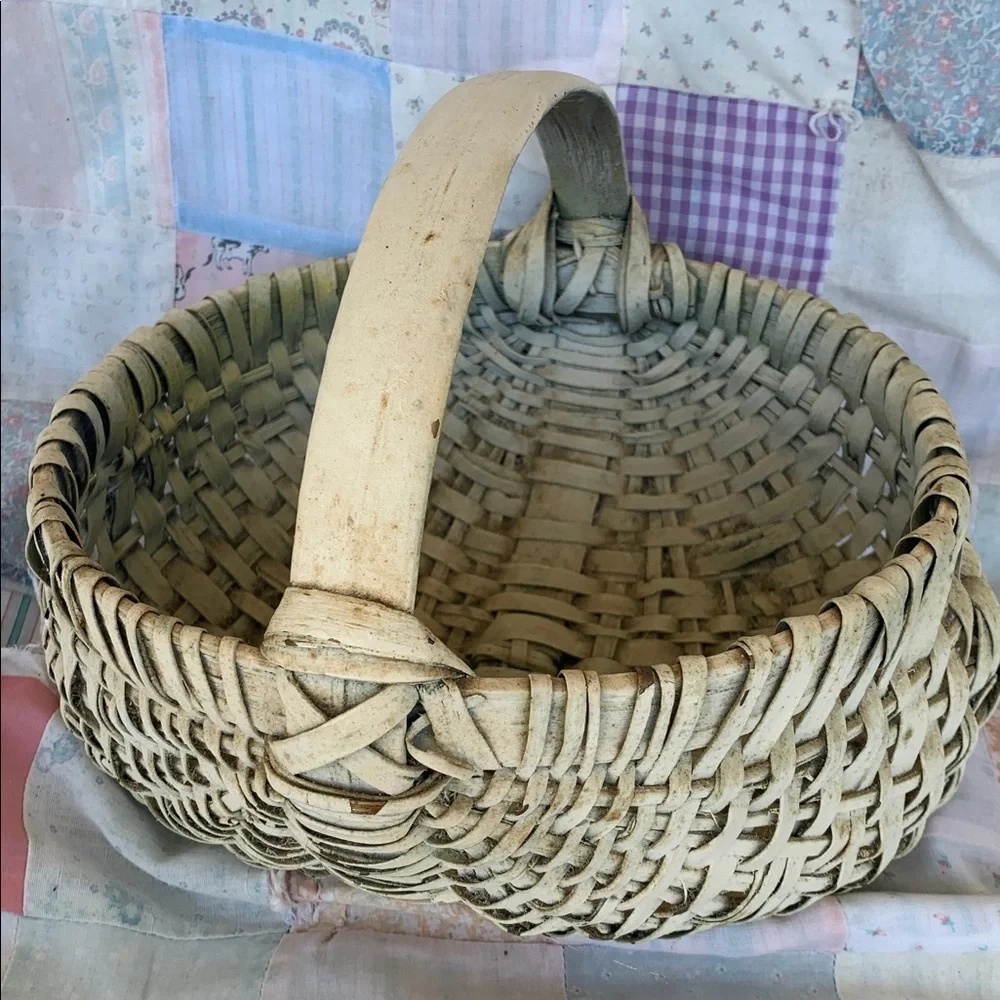 Splint Oak Basket Antique Buttocks Primitive Egg Gathering Farmhouse Farm Split